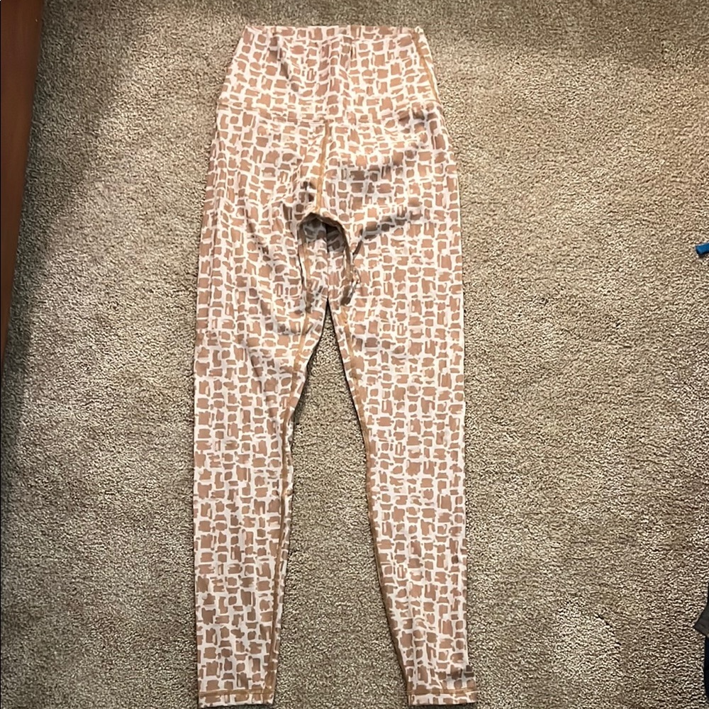 Born Primitive Cream Tan Leggings with Text Pattern